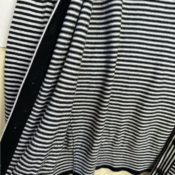 Kate Spade JazzThings Up Rosette Cashmere Roses Stripe Cardigan Cotton Sweater L - Picture 10 of 16